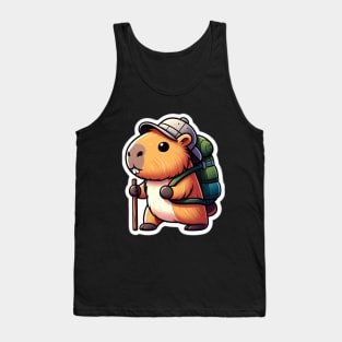 Cute capybara hiking funny Tank Top